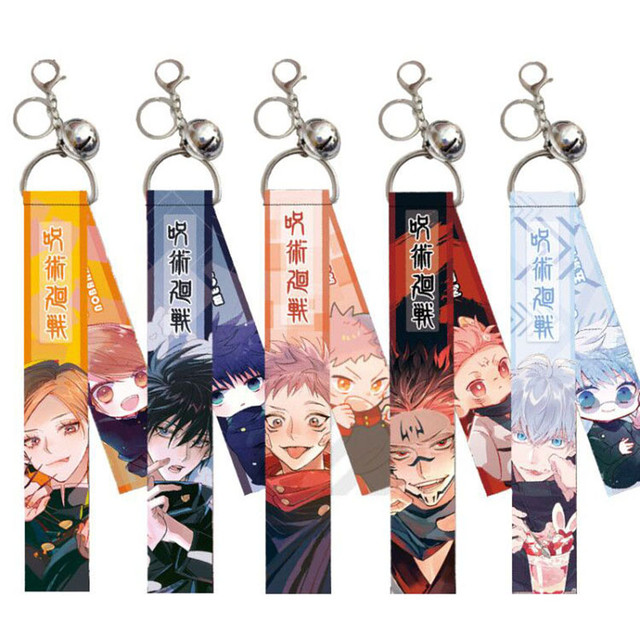 Anime Jujutsu Kaisen Lanyard Strap Keychain Cartoon Figure Gojo Satoru Yuji  Itadori Streamer Bag Pendant Key